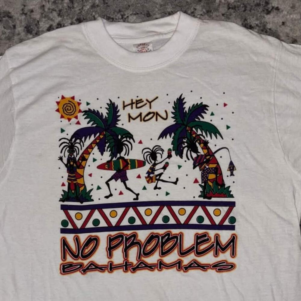 Vintage 90s Bahamas Hey Mon, No Problem Tourist Tee